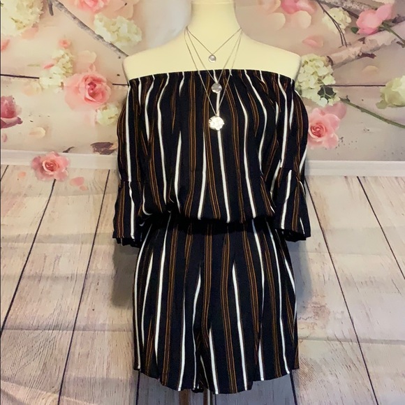 Sun n Moon Pants - Navy Stripe Romper